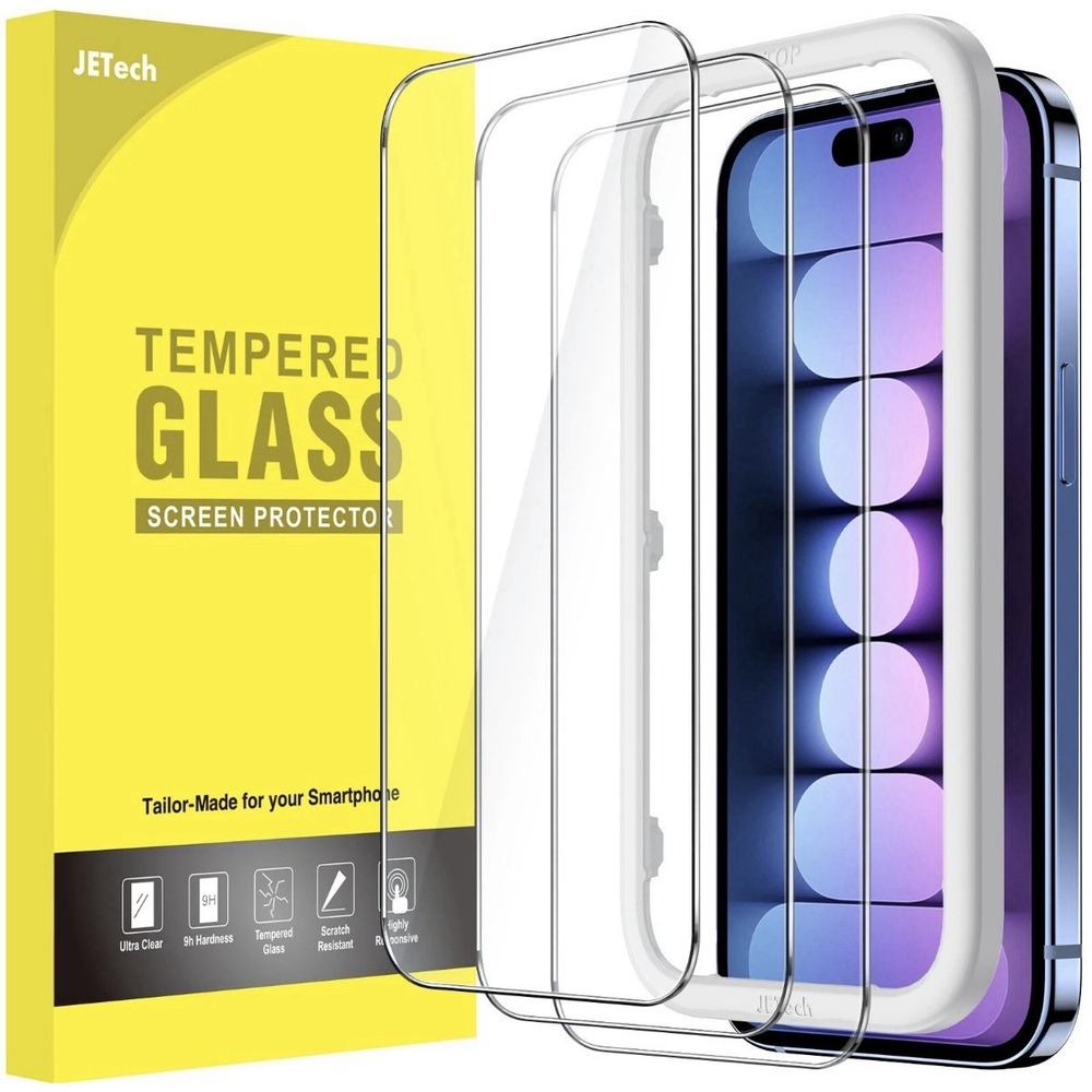 2 Packs Of 3 JETech Screen Protector for iPhone 15 Plus Tempered Glass 6 Total